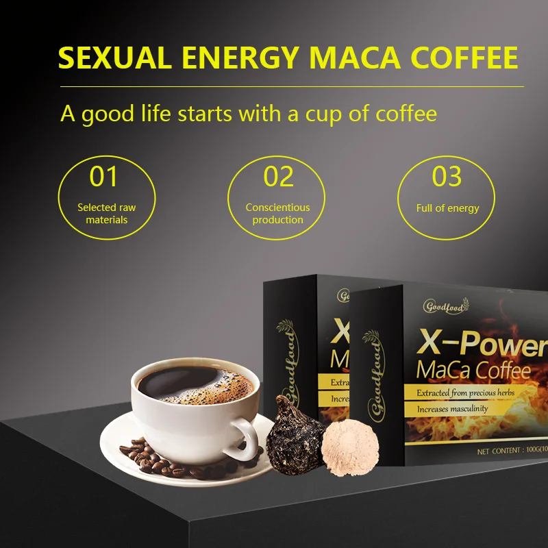 Заводская цена Горячая Распродажа X Power Coffee 100% Китайский травяной мужской энергии предотвращает преждевременную эякуляцию Maca растворимый кофе