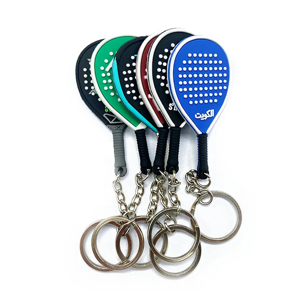 2D/3D OEM soft pvc rubber silicone tennis padel racket keychain