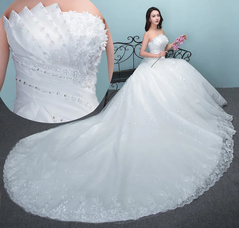 Foreign Trade 2024 New Bridal European And American Large Tail Plus Size Wedding Dress Factory Wholesale Price Th52