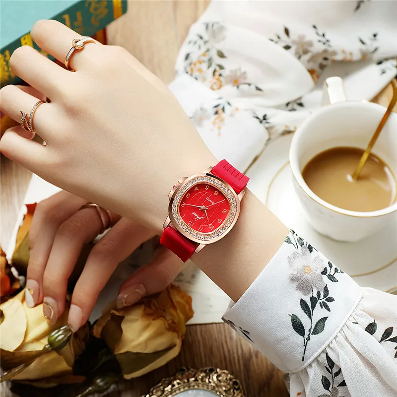 1187  Fashion Ladies Leather Watches popular europe Women Silicone Square Quartz Watch Thin Casual Watch Relogio Feminino