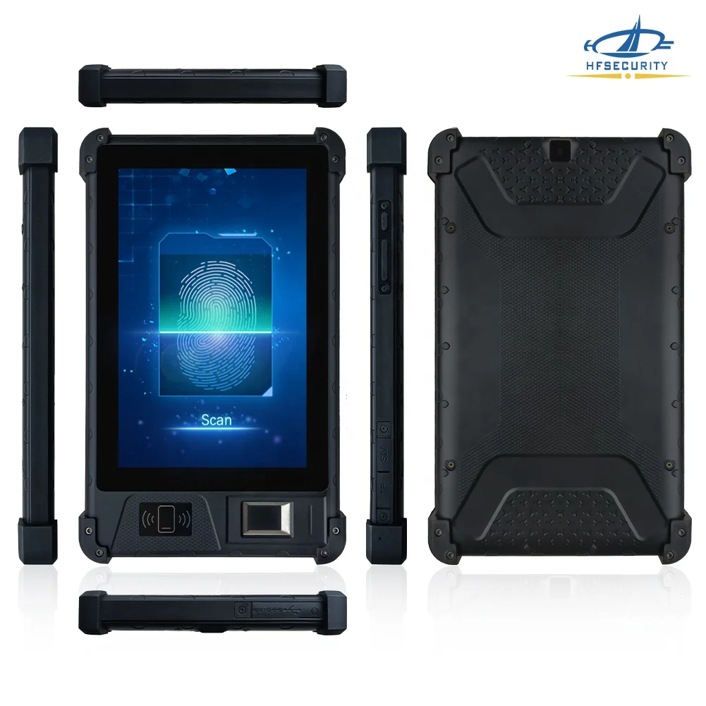 Mobile Face Recognition HF-FP08 8 Inch Rugged Android7.0 Fingerprint Tablet PC with Battery 8000mAh ISO14443 Type A B