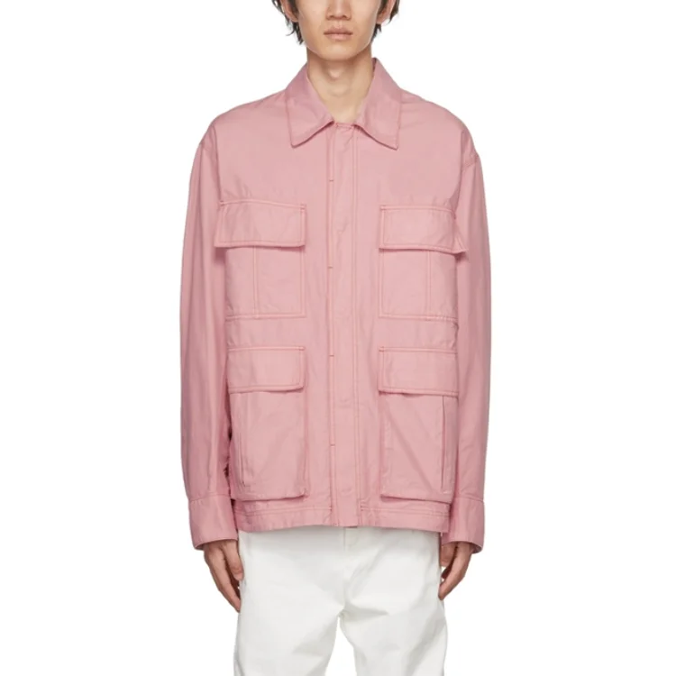 Four flap pockets front mens shirt long sleeve button front mens shirts casual new trend