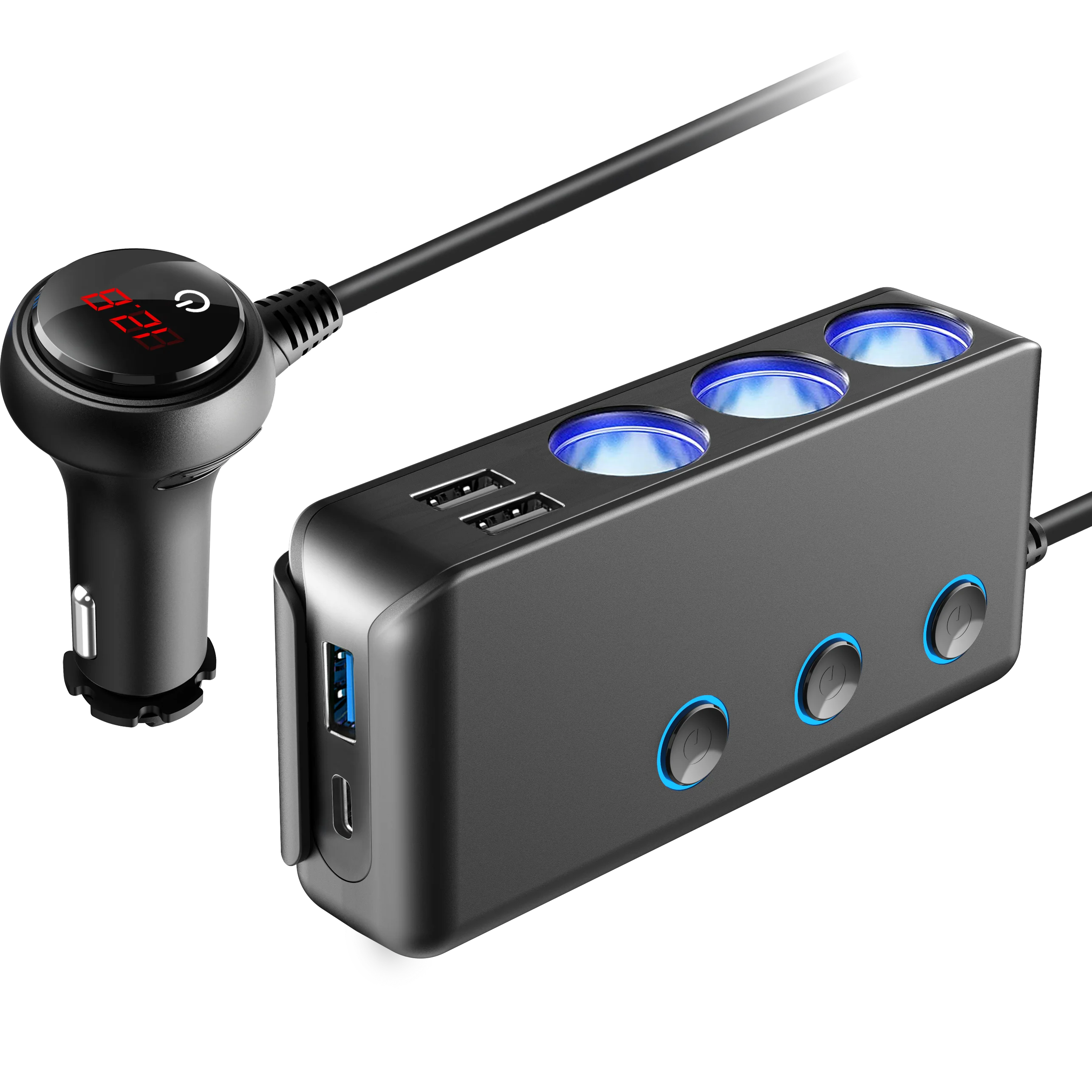 1M Cable For 120W 4 Port Type C 20W Quick Charge 3.0 Fast Charging Car Charger Adapter Extension