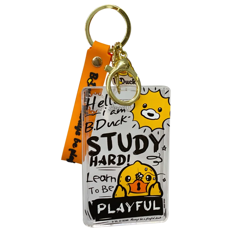Baimao Wholesale genuine B. Duck card protector keychain Transparent acrylic bus card set keychain corporate gift