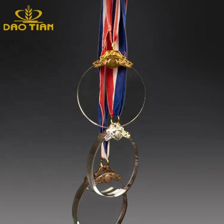 DT custom 3d engraved 60mm 70mm 80mm crystal Advertising medals gifts for doctors or company year-end gifts for your partners