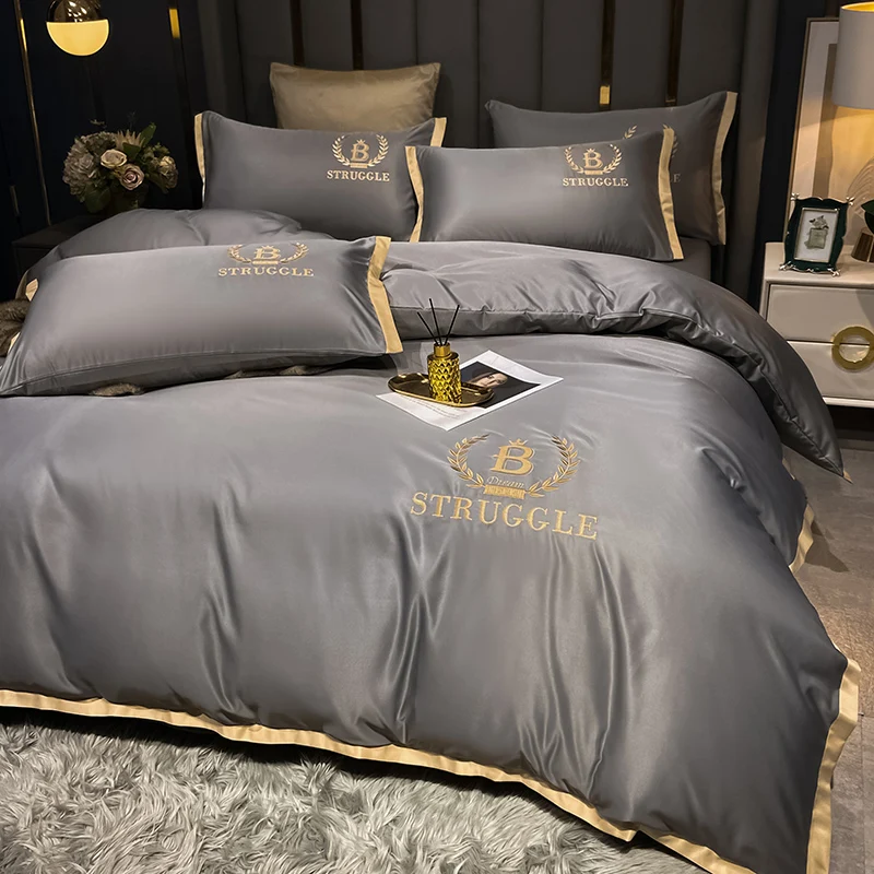 New Dream Series Ice Silk Washed Silk Bedding Four-piece Set Kit Bed Sheet Comforter
