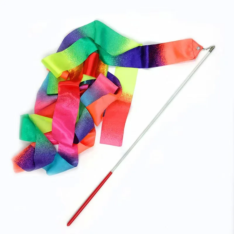 Different Colors Rhythmic Gymnastic Gym Dance Ribbon Streamer And Stick