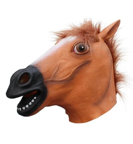 New Halloween Party Supplies Animal Horse Head Mask Head Cover Latex Mask