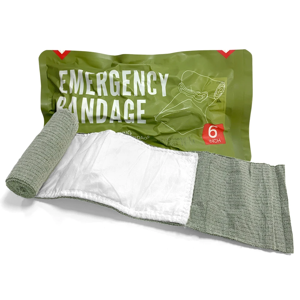 6 Inch Tactical Emergency Bandage Israeli Bandage with Double Layer Vacuum Packaging for Wound Care Outdoor Rescue