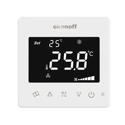G9-S-T touch screen RS485 modbus 2 pipe air conditioning fan coil cold fcu programmable smart room thermostat