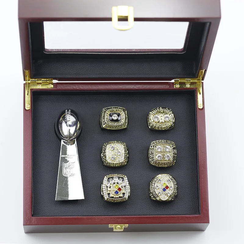 Linghu пользовательские футбольные кольца Super Bowl NFL Steelers Raiders Packers Eagles Патриоты 6 шт. набор колец для чемпионата с