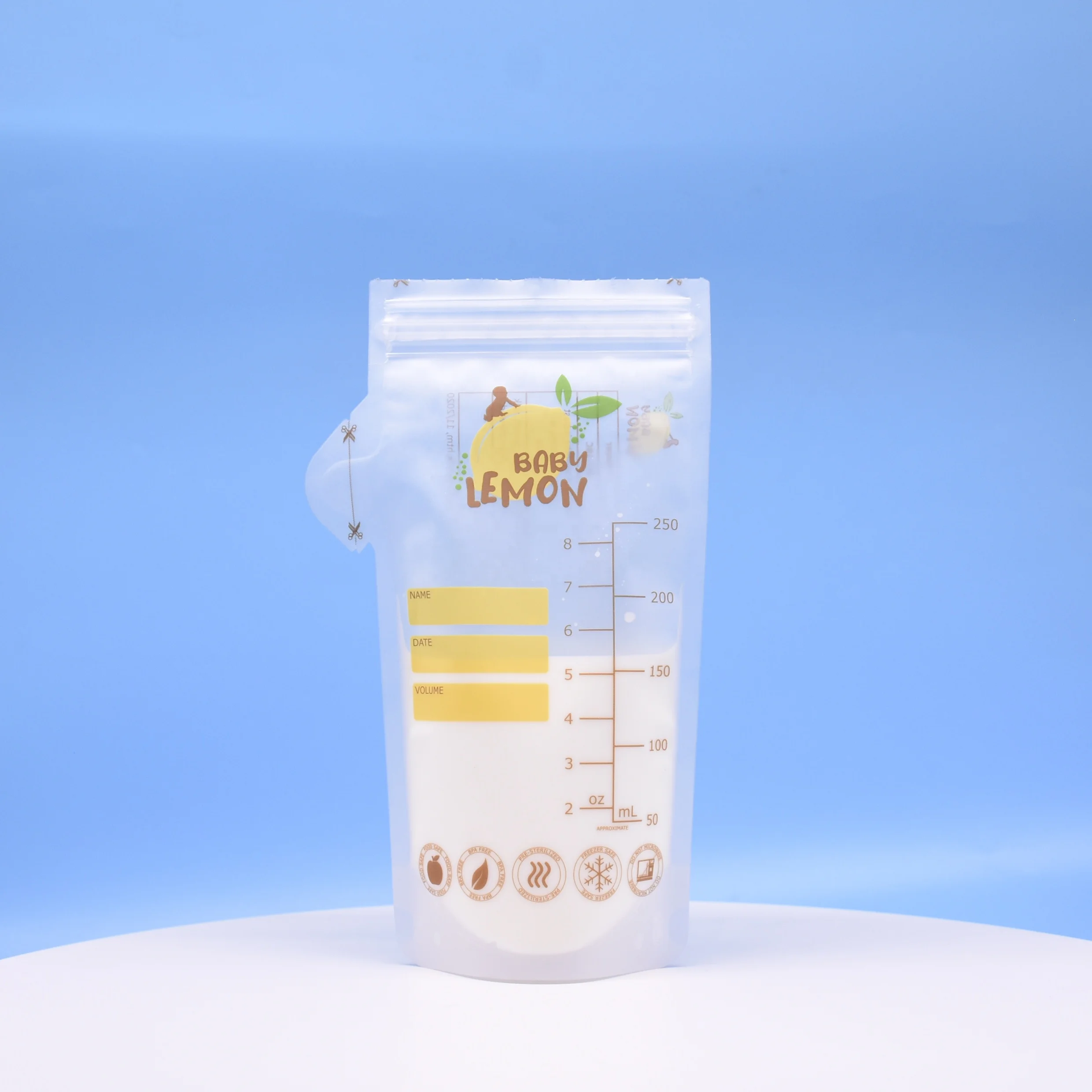 Wholesale Breast Milk Storage Bag Breast Milk Cooler Bag Stand up Pouch Accept with Zipper 100% BPA Free Storage Plastic Food PE