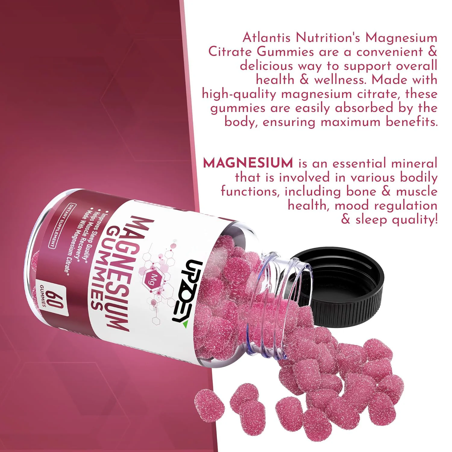 OEM organic  Magnesium Gummies Promote Body Function,Support Bone and Muscle Health,Regulation Sleep &Mood Quality for Adult
