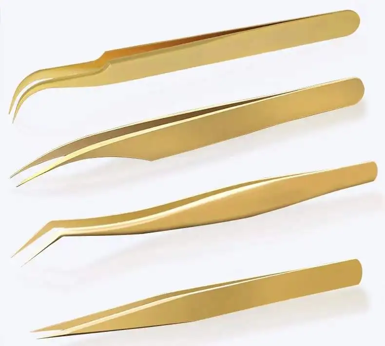 Professional eyelash extension tweezers whosale prices Custom logo eyelash tweezers and high quality  rose gold eyelash tweezers