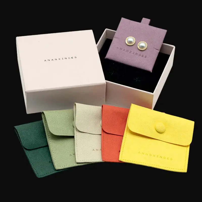 Jewelry Lipstick ID Card Storage Microfiber Bag Custom Logo Printed Emboss Colors With Closed Magnet Dust Microfiber Pouch