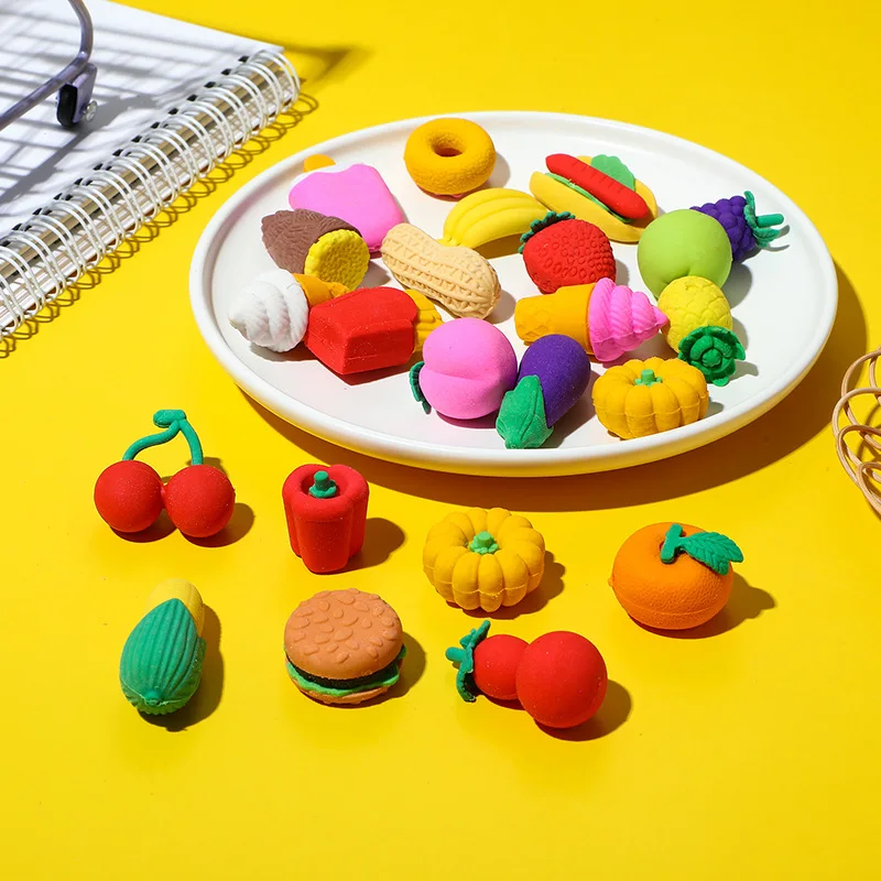 Discounted Prices for Various 3D Fruit and Vegetable Shape Eraser,Creative School Cute Erasers for Kids