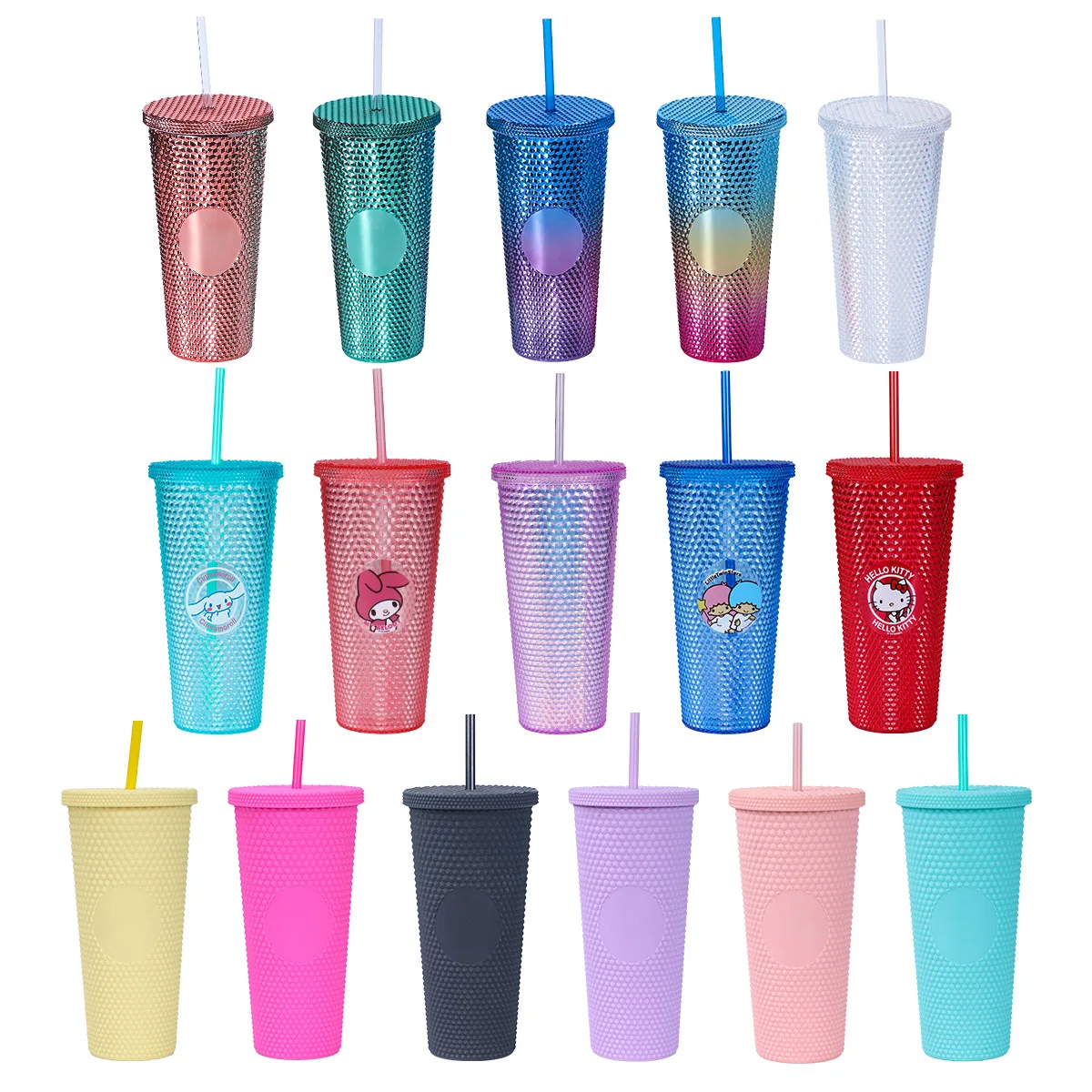New plastic coffee double plastic straw Durian cup Can be customized Logo casual double plastic straw RAS cup