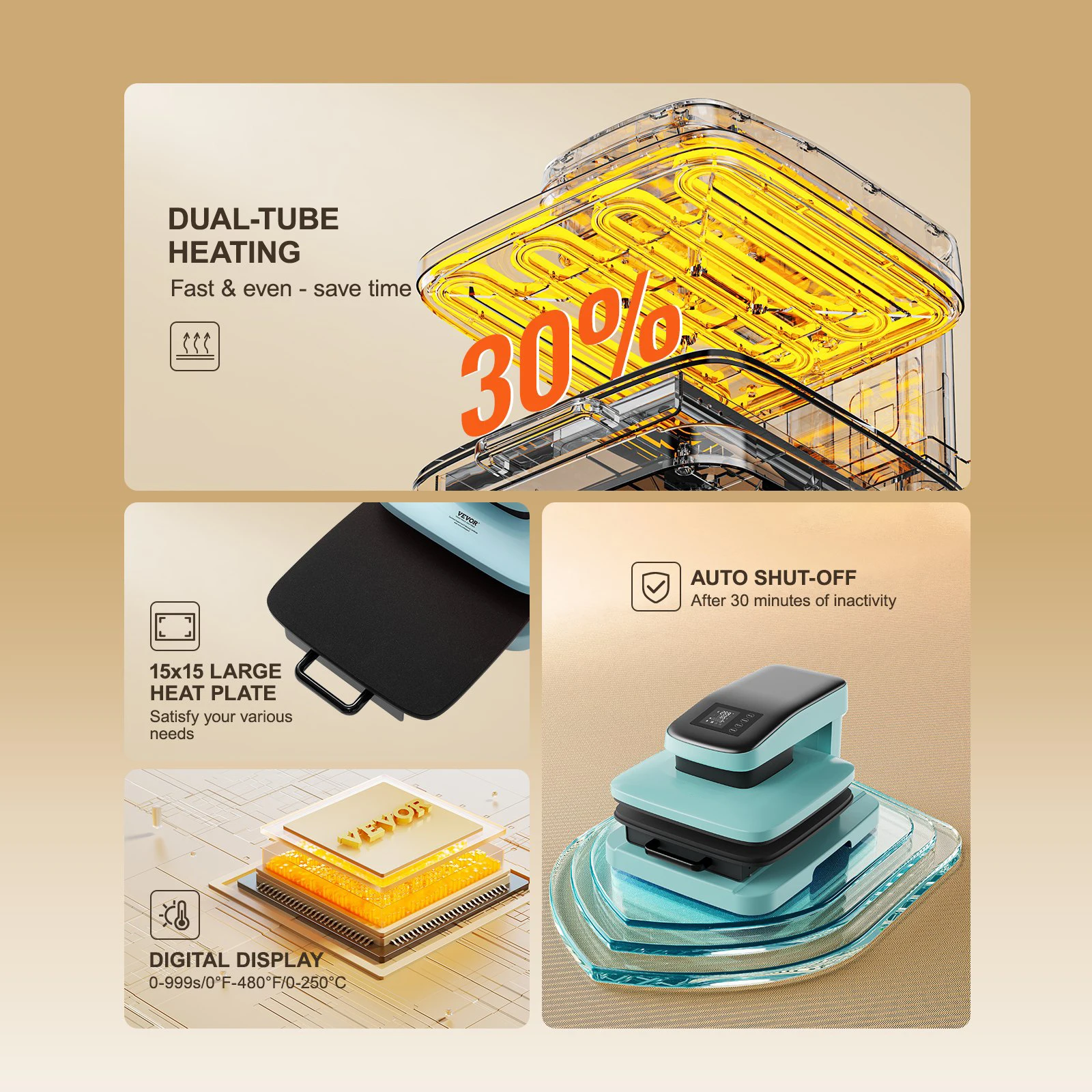 vevor Heat Press Machine 15 x 15 in Smart T Shirt Press Machine with Auto Release Heats Up Fast Heat Press for T Shirts