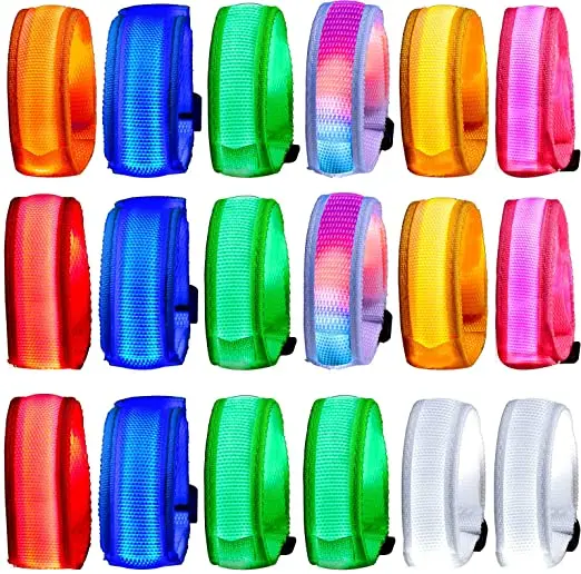 Нейлоновая мигающая повязка на руку, светящаяся повязка, безопасные браслеты зеленого цвета, светодиодная повязка на руку, светоотражающие повязки для бега