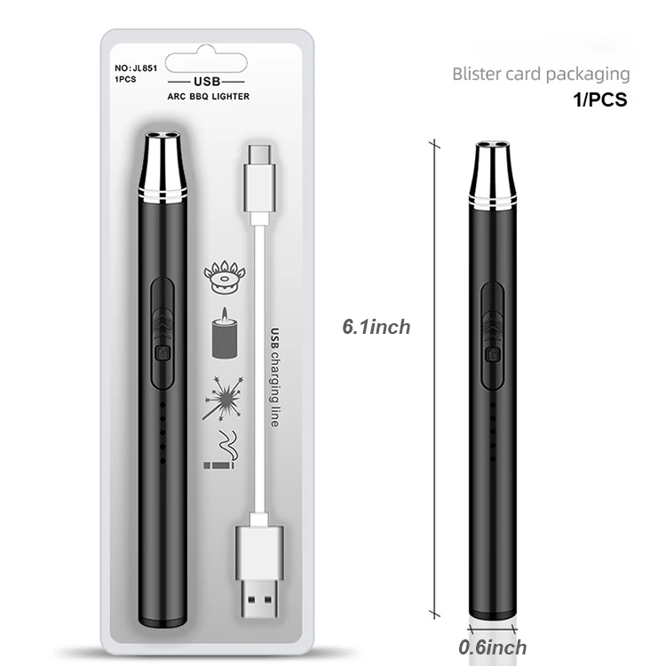 Portable Kitchen Lighter USB Rechargeable Windproof Gas Candle Lighter For Scented Candles