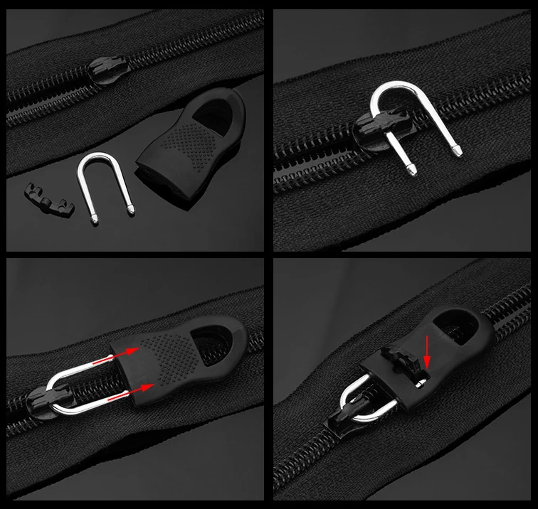 Brown Black Removable Metal Rubber Zip Puller Replacement Detachable Zipper Slider