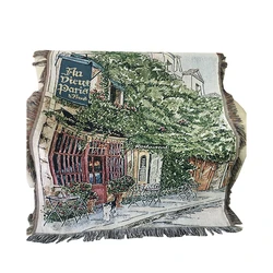Small blanket, foreign trade shuttle tapestry, jacquard sofa blanket, idyllic windmill blanket picnic mat ZQ-017