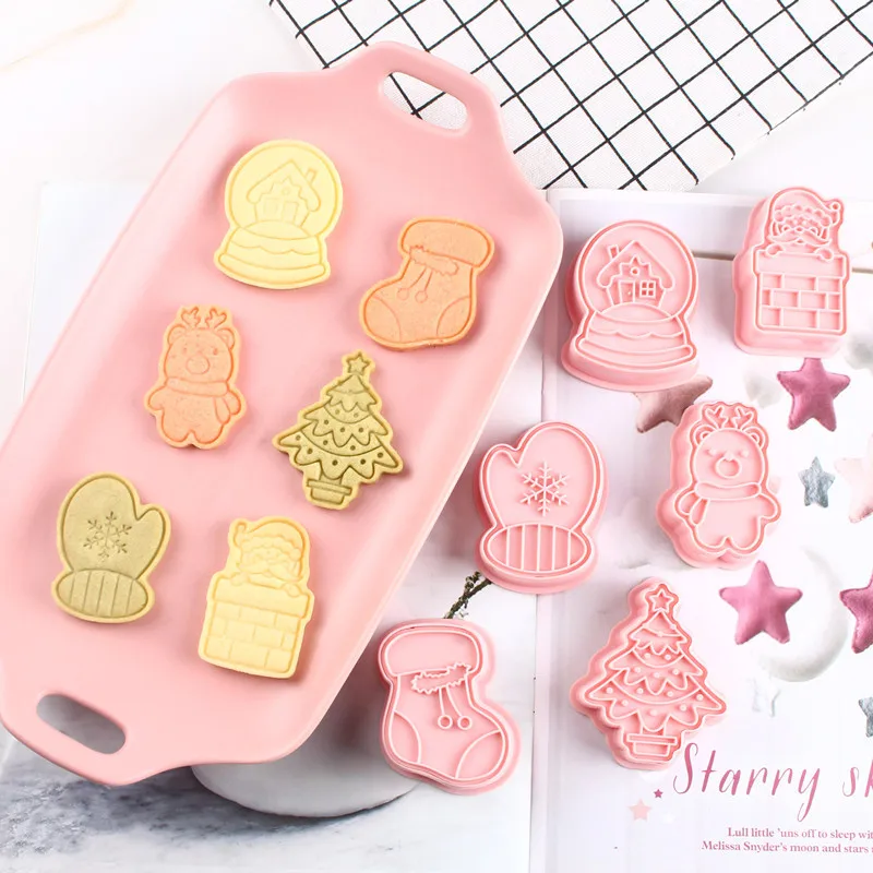 Saffron 6pcs/box Christmas tree cookie cutter set christmas 6 pcs for making biscuits christmas sweets sugar cookie mold