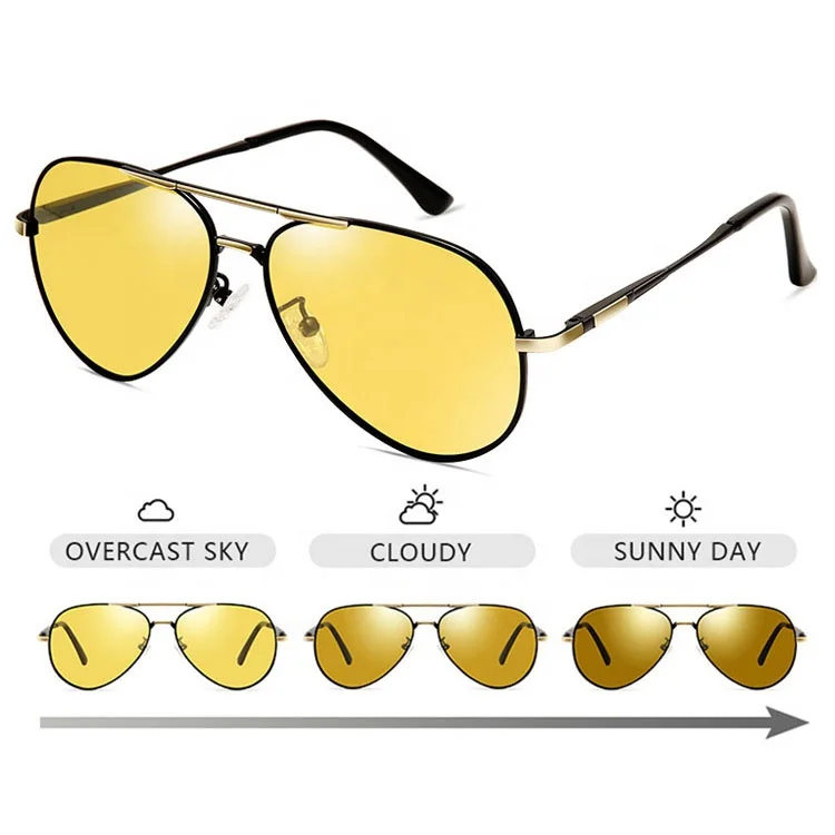 Fashion Color Change Sunglass Night Vision Photochromic Sunglasses Men Polarized Driving Fishing Shades Sun glasses