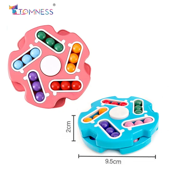 Finger Spinning Toys Magic Bean Five-Color Puzzle Double-Sided Fingertip Gyro 2 in 1 Rotating Magic Bean puzzle toys