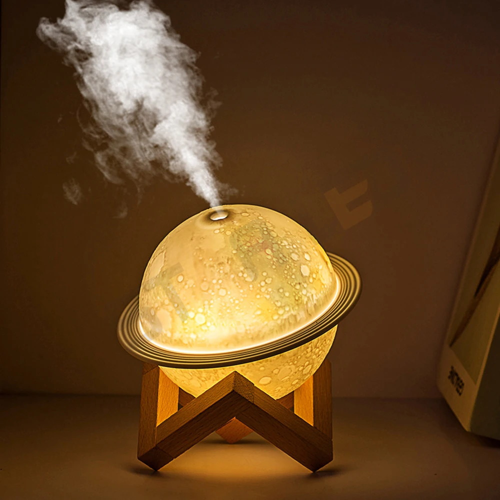 Humidifier 3D Moon Lamp Humidifier with LED 3 Colors Night Light USB Aromatherapy Diffuser Mini Desk Humidifier