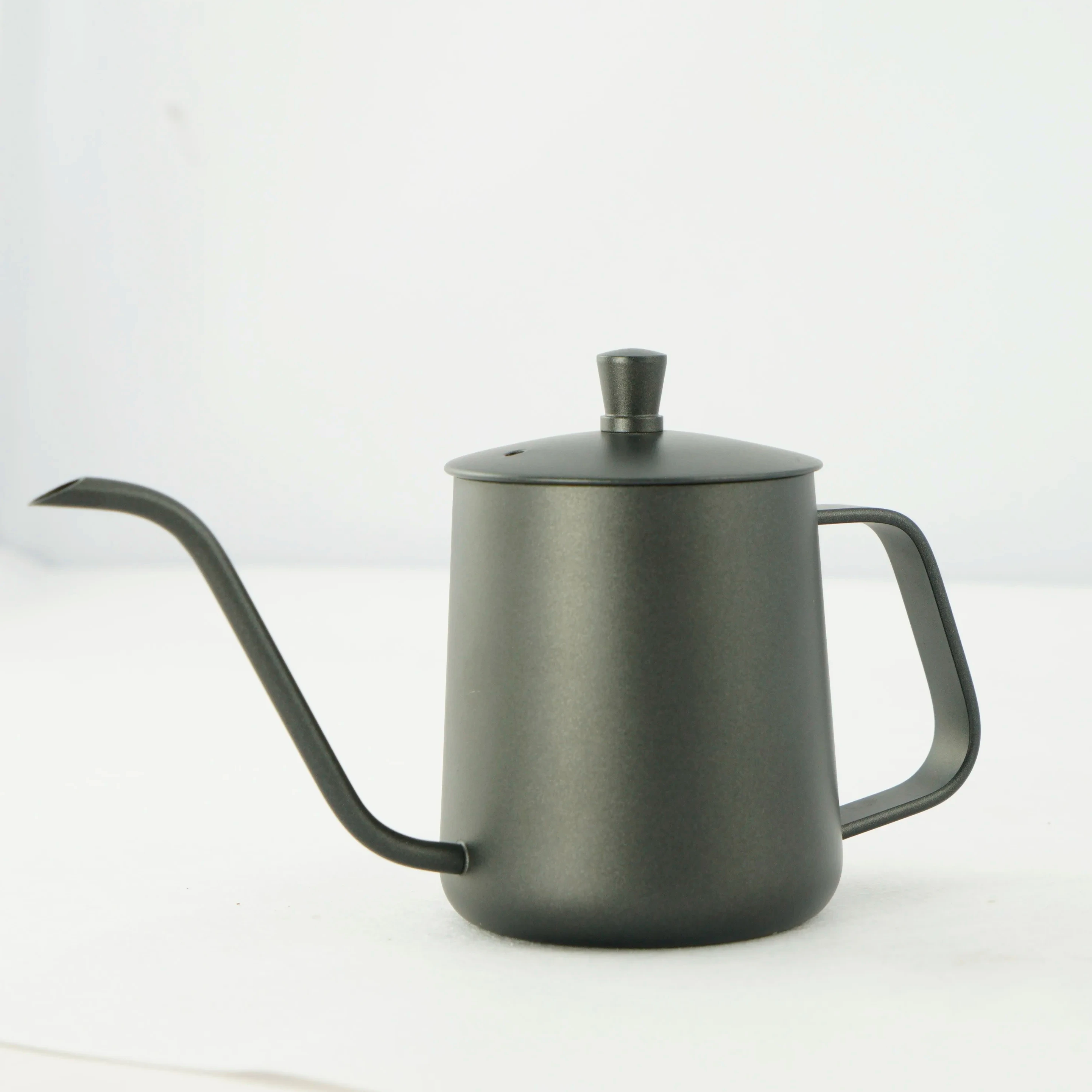 Manual Coffee Kettle Set with Lid Safety Coated Pour over Hand Drip Long Mouth Pot for Hotel Travel Home