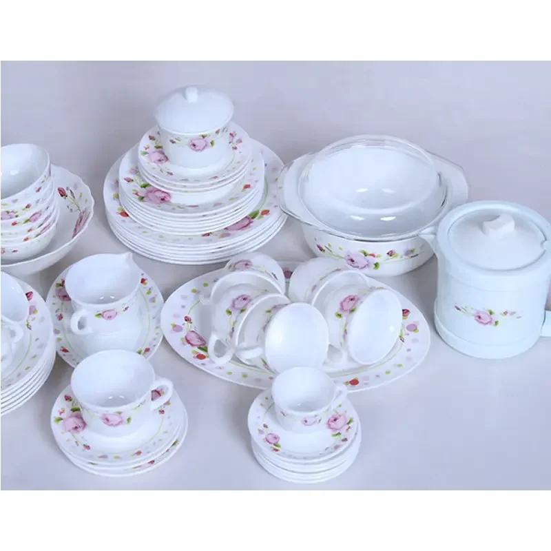 58PCS decals design opal glassware bowls customized size and pattern and bottom logo for home hotel and party