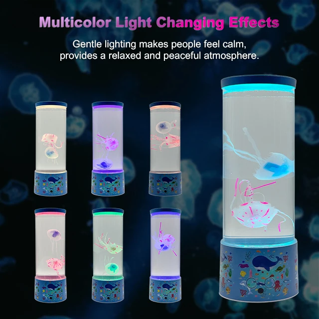 Different patterns of sea world color changing LED jellyfish lamp table lamps.