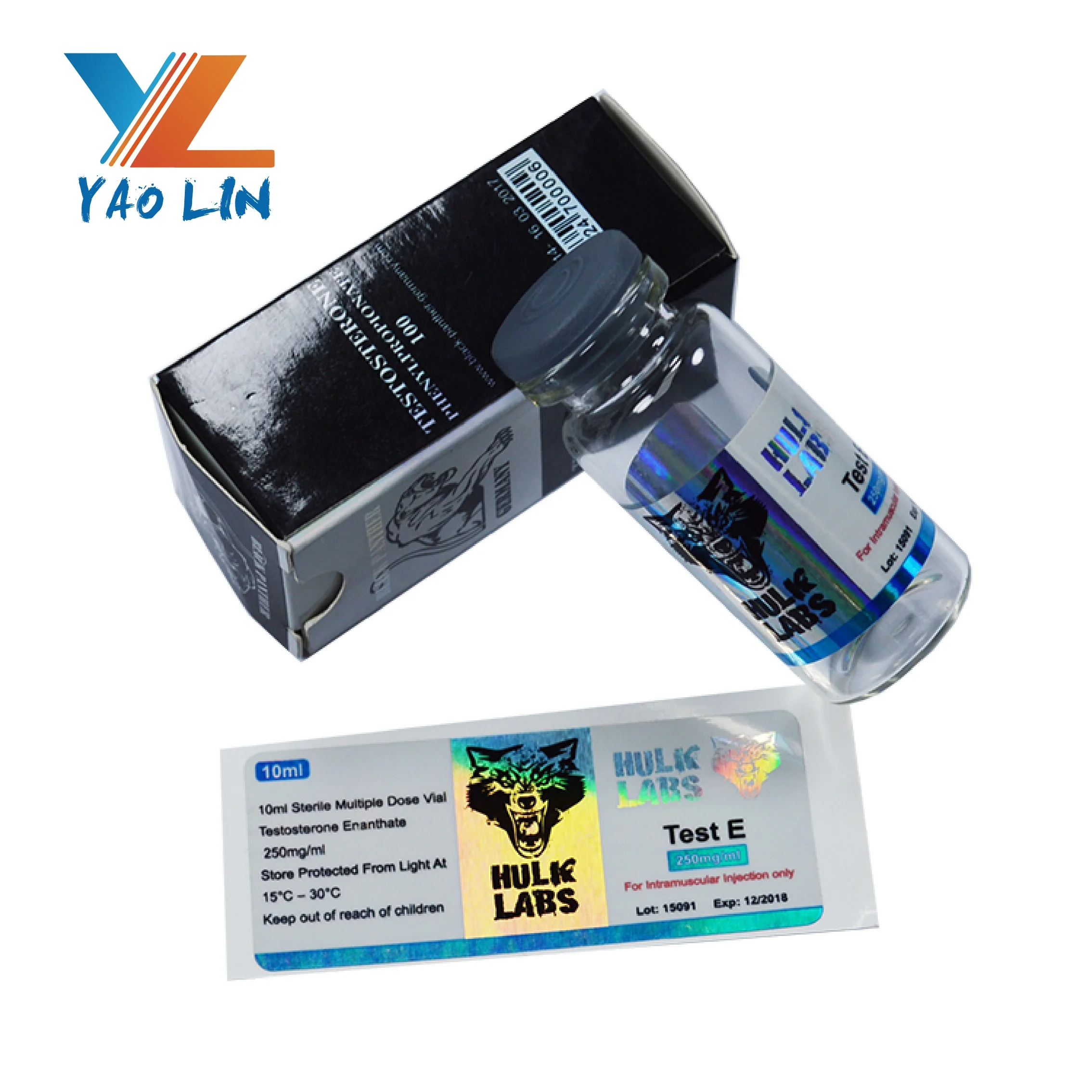 Free Design Steroid Pharma Hologram Vial Labels Custom print professional labs hologram Test E Cypionate steroid