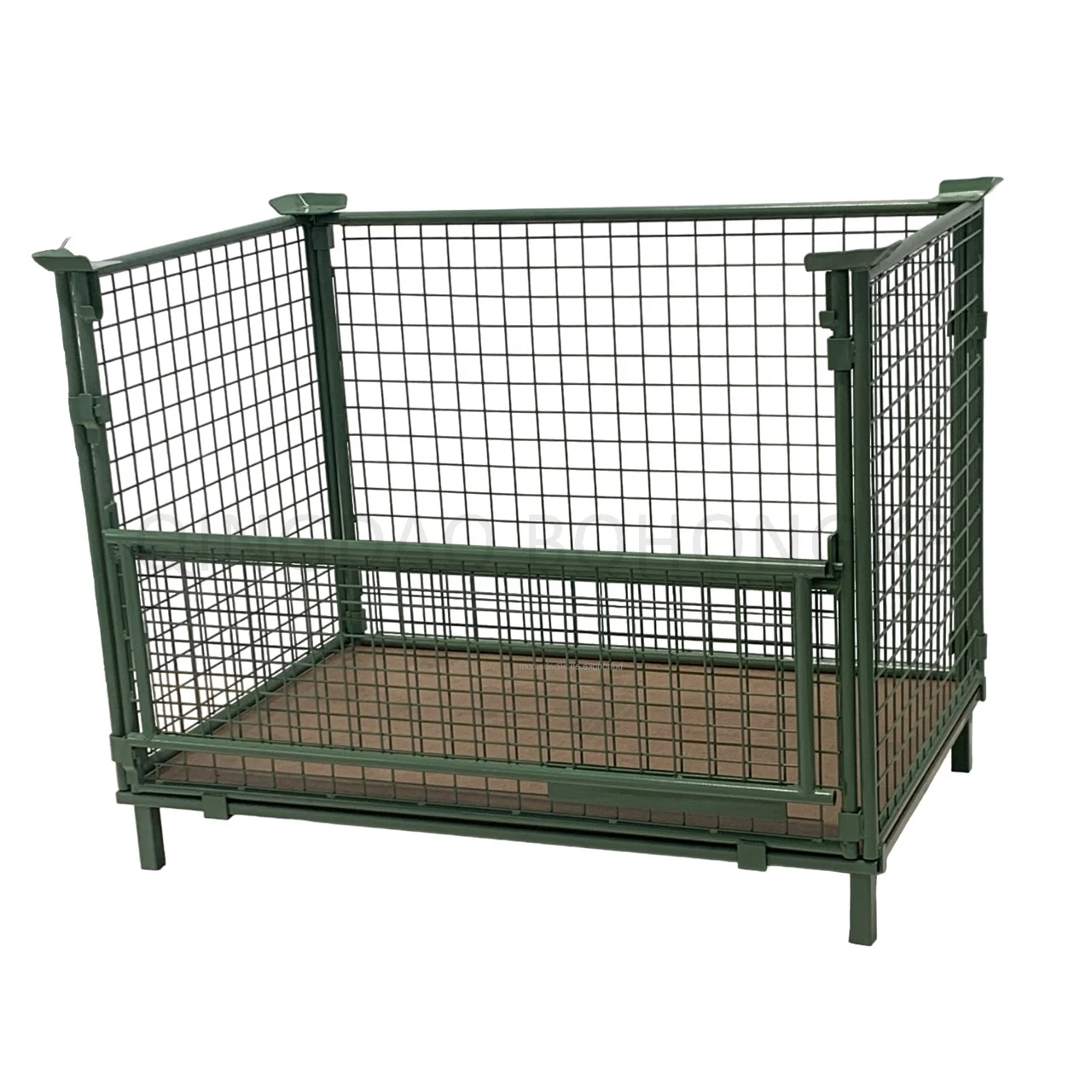 wire mesh container pallet with collapsible and stackable structure