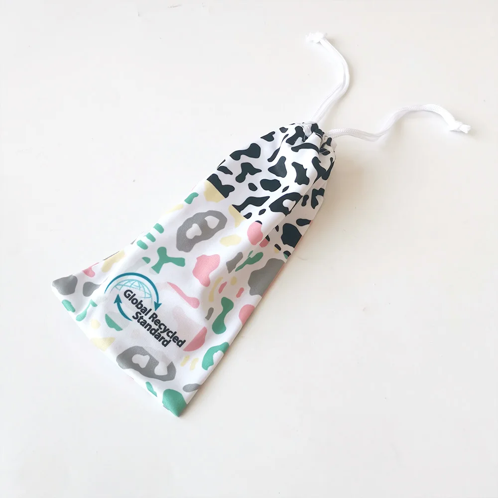 Custom Printed Soft Glasses 9*18cm Microfiber Pouch Fabric Drawstring Sunglasses Bag with Logo more colors