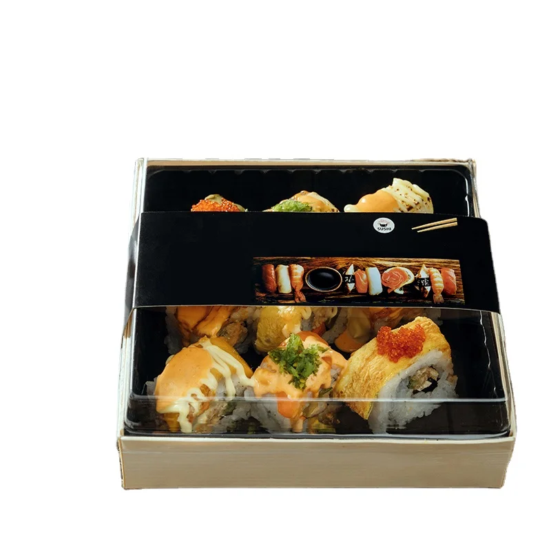 High Quality Takeaway Lunch Bento Dessert Cake Container Rolls Packaging Wood boxes for sushi