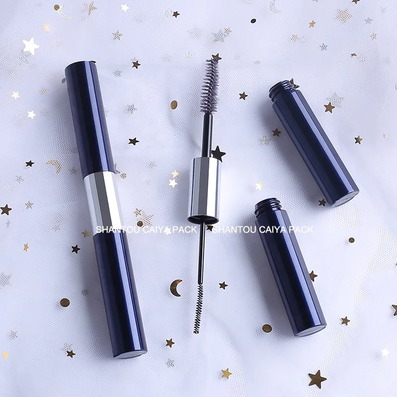 OEM Custom pink Black 2 in 1 Double Ended Aluminum PETG Empty Cylinder Eyebrow Eyeliner Mascara Container Tubes Packaging