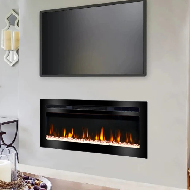 36 inches 3D Flame decorative wooden fireplaces Electric Fireplace insert with Remote Control plug in electric wall heater