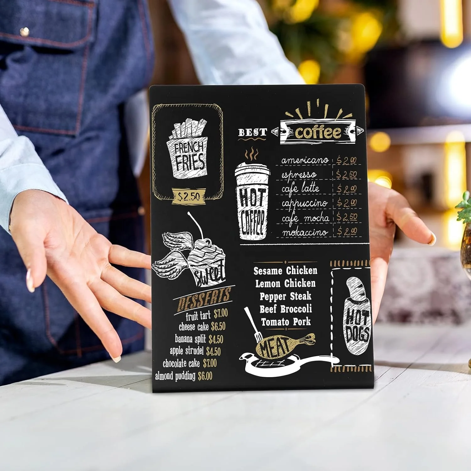HQ Premium Acrylic Chalkboard Signs A4 Kitchen Tabletop Chalkboards table sign Menu Blackboard for Coffee shop Restaurant buffet