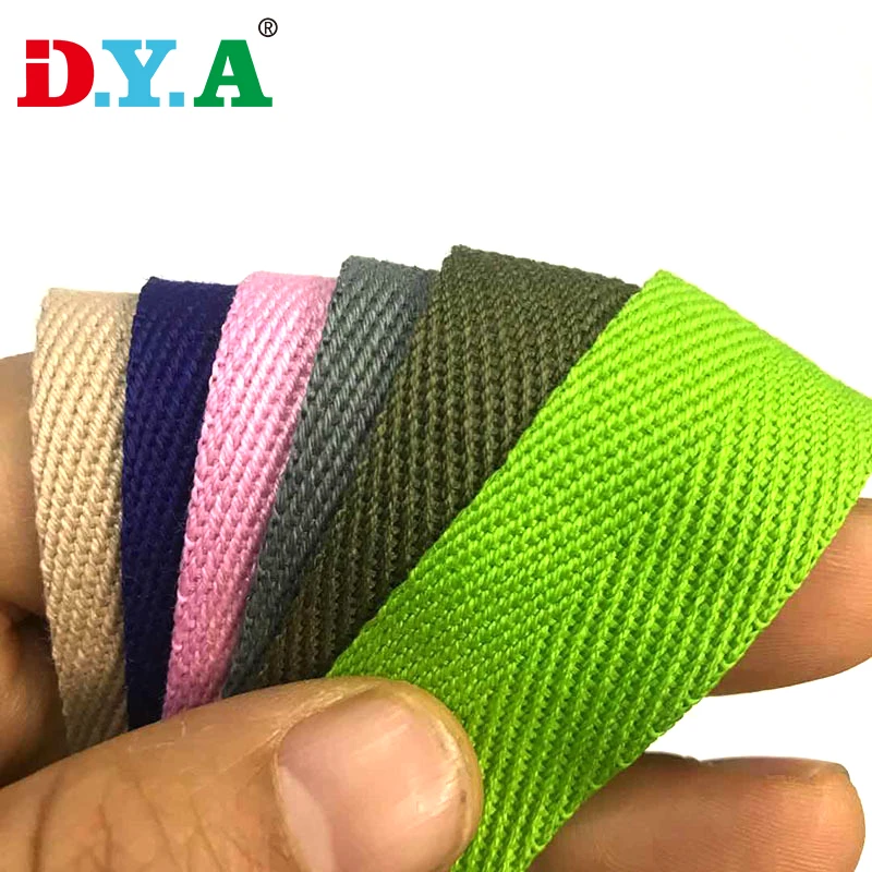 High Quality 100% Cotton Webbing Custom Color Herringbone Cotton Tape Fold Over Ribbon for Bag Garment
