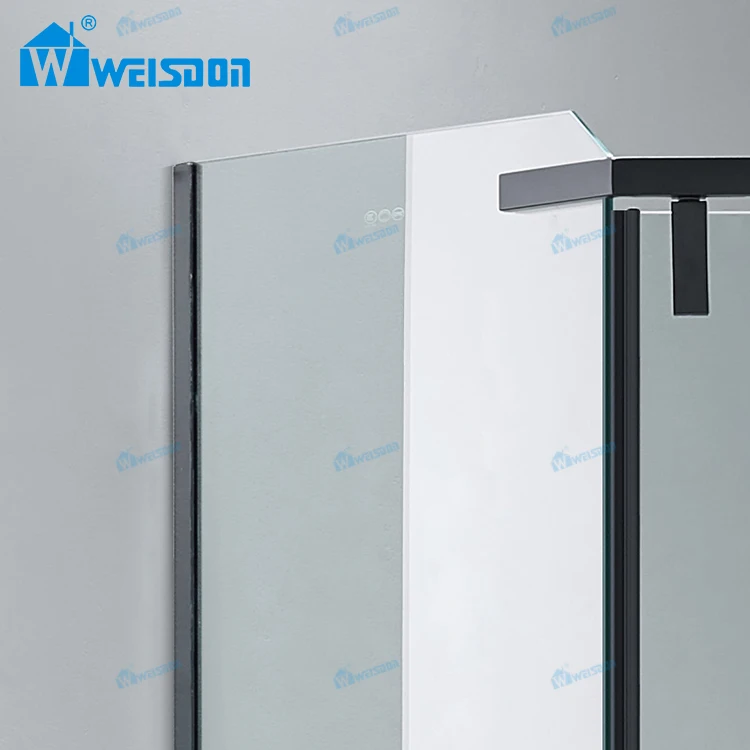 Weisdon Matte Black Tempered Glass Diamond Shower Room Framed Stainless Steel Pivot Shower Door