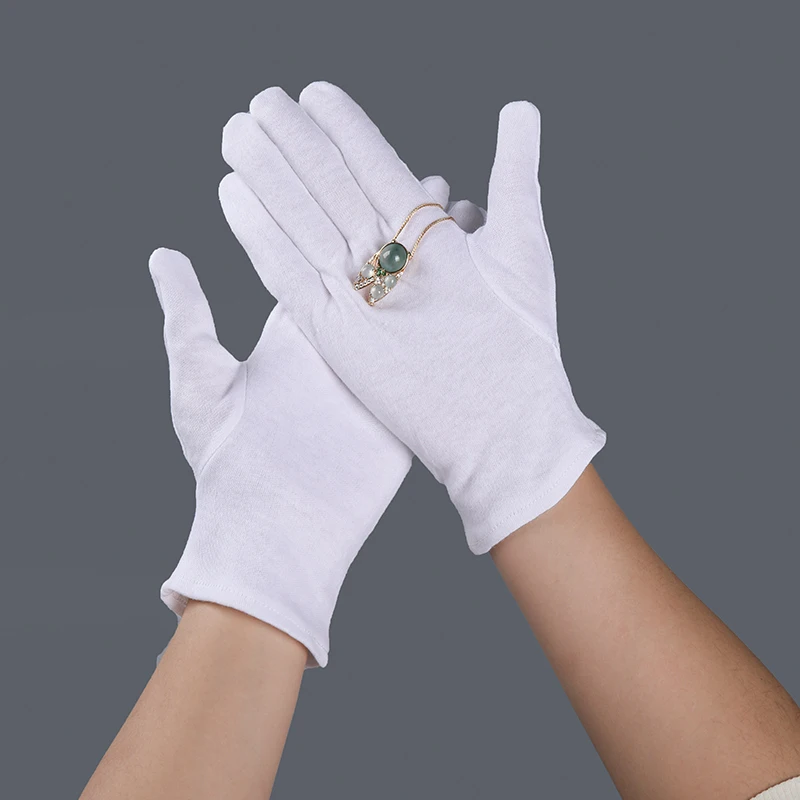 Top Fit Cotton Antistatic Gloves White Disposable Inspection Fingers Style Safety Working Gloves for Daily Use
