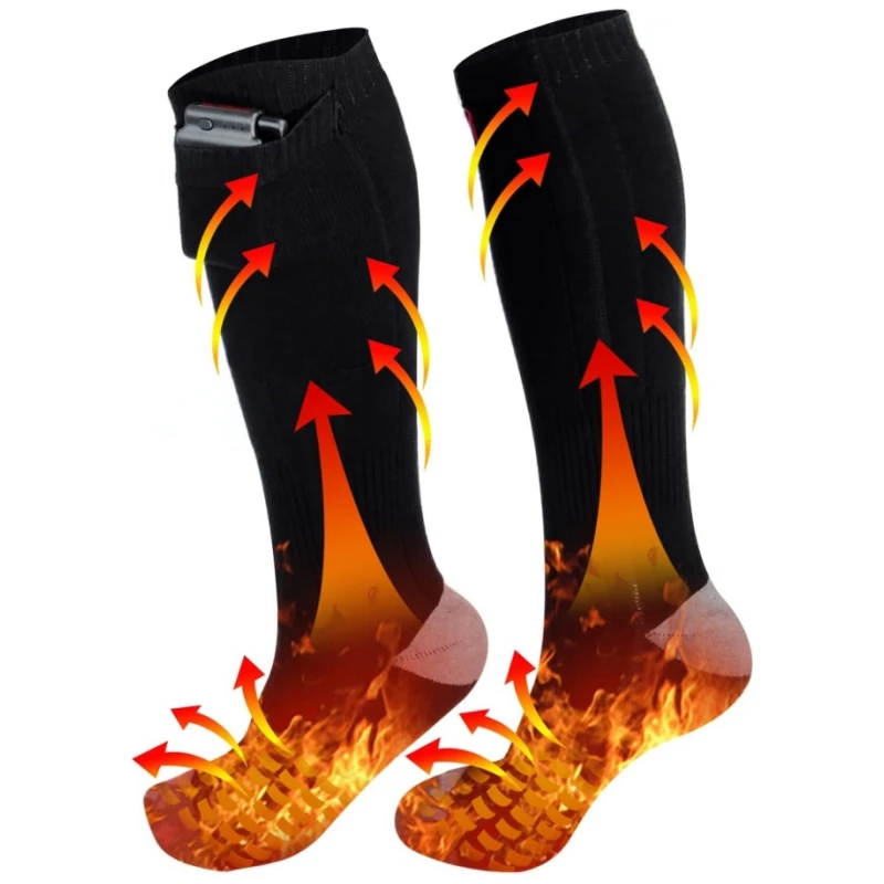 2023 Outdoor heating shaping Ski Winter Warm Foot Warmer Self Heating Rechargeable Thermal Electric Heated Socks With Battery