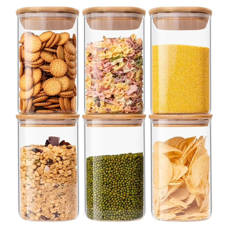 Wholesale Transparent High Borosilicate Glass Jar Food Storage Moisture Proof Storage Tank
