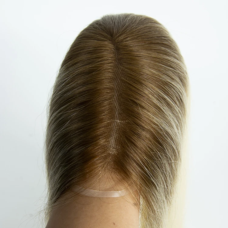 2023 wholesale price natural hair topper low light balayage hair topper real human hair stick on topper