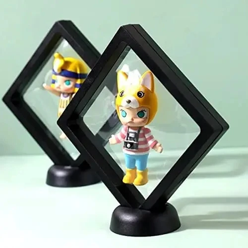 9*9cm 3D Floating Frame Display Case PE Film Suspension Box for Earrings Bracelet Necklace Jewelry Lipstick Medal Sample Storage