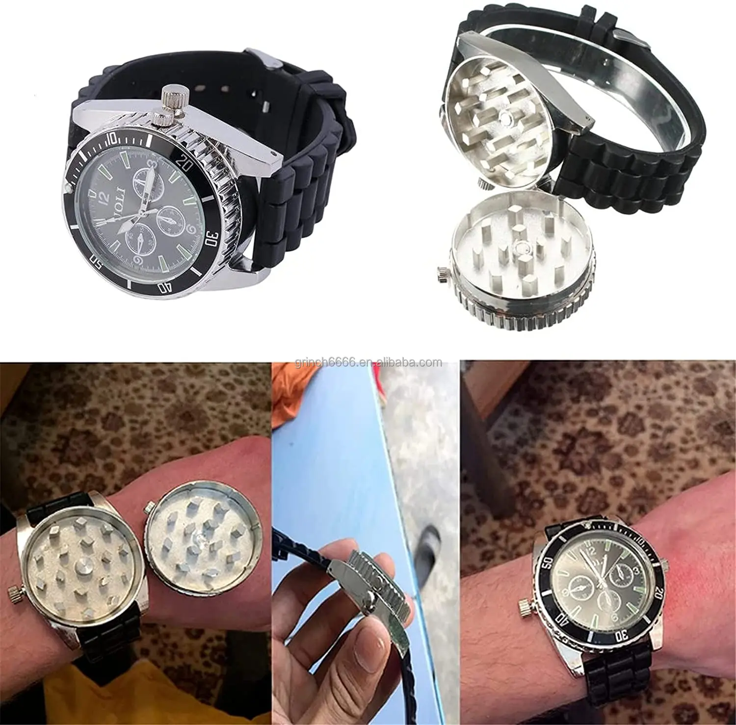 2025 Zinc Alloy Watch Grinders Crusher Herb Grinder Watches for Men and Women