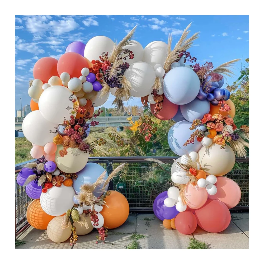 Pastel Balloon Garland Double Stuffed For Birthday Colorful Cartoon Daisy Autumn Balloon Arch Kit Party Decorations