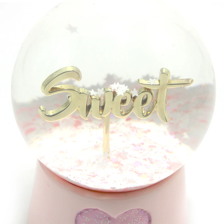 Personalized Zinc Alloy Dream Alphabet Snow Globe Fairy With Pink Print Resin Base And Silver Glitter White Snow